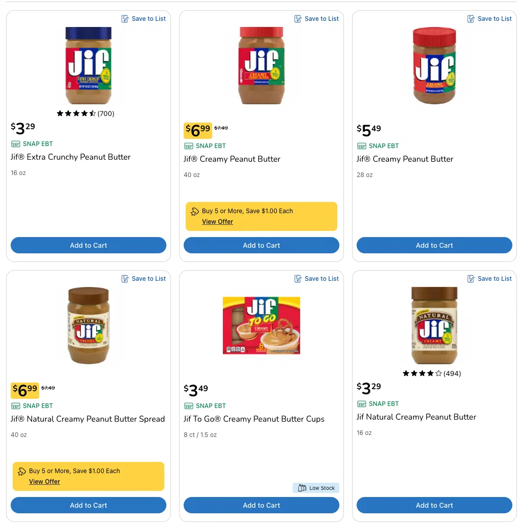 All the peanut butter results are their own item